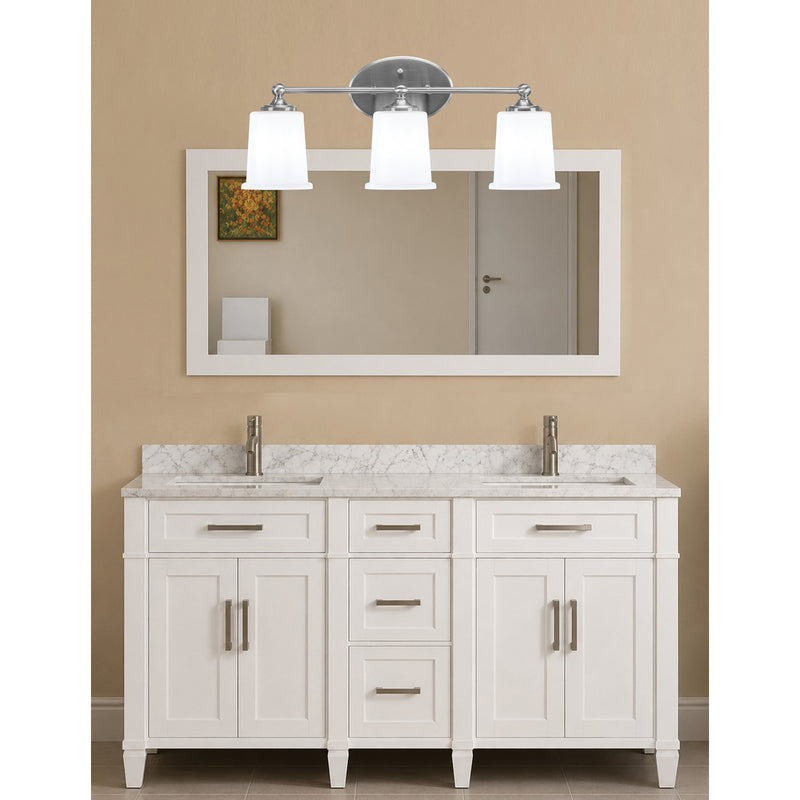 Toltec Capri 3-Light Bath Bar | Brushed Nickel and White Opal Glass | Bathroom & Powder Room Vanity Light | 8.25 x 9.25 in | Model 5913-BN-5031