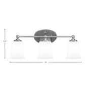 Toltec Capri 3-Light Bath Bar | Brushed Nickel and White Opal Glass | Bathroom & Powder Room Vanity Light | 8.25 x 9.25 in | Model 5913-BN-5031