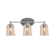 Toltec Capri 3-Light Bath Bar | Brushed Nickel and Amber Bubble Glass | Bathroom & Powder Room Vanity Light | 8.25 x 9.25 in | Model 5913-BN-5033