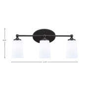 Toltec Capri 3-Light Bath Bar | Modern Matte Black and White Opal Glass | Bathroom Vanity & Powder Room | 7.5 x 10.25 in | Model 5913-MB-261
