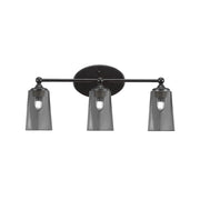 Toltec Capri 3-Light Bath Bar | Modern Matte Black and Smoke Bubble Glass | Bathroom Vanity & Powder Room | 7.5 x 10.25 in | Model 5913-MB-262
