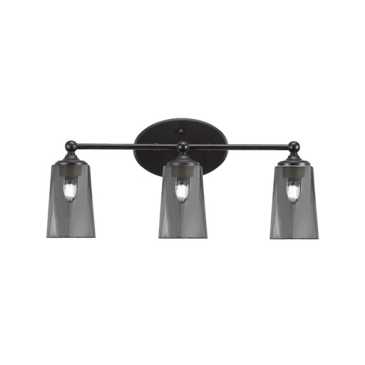 Toltec Capri 3-Light Bath Bar | Modern Matte Black and Smoke Bubble Glass | Bathroom Vanity & Powder Room | 7.5 x 10.25 in | Model 5913-MB-262