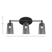 Toltec Capri 3-Light Bath Bar | Modern Matte Black and Smoke Bubble Glass | Bathroom Vanity & Powder Room | 7.5 x 10.25 in | Model 5913-MB-262