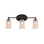 Toltec Capri 3-Light Bath Bar | Modern Matte Black Steel and Amber Gradient Glass | Bathroom Vanity & Powder Room | 7.5 x 10.25 in | Model 5913-MB-263