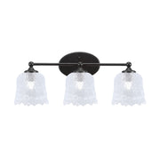 Toltec Capri 3-Light Bath Bar | Modern Matte Black Steel and Clear Lava Glass | Bathroom Vanity Light | 8.75 x 10 in | Model 5913-MB-4230