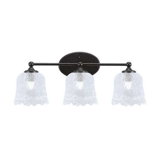 Toltec Capri 3-Light Bath Bar | Modern Matte Black Steel and Clear Lava Glass | Bathroom Vanity Light | 8.75 x 10 in | Model 5913-MB-4230