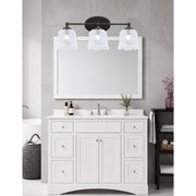 Toltec Capri 3-Light Bath Bar | Modern Matte Black Steel and Clear Lava Glass | Bathroom Vanity Light | 8.75 x 10 in | Model 5913-MB-4230
