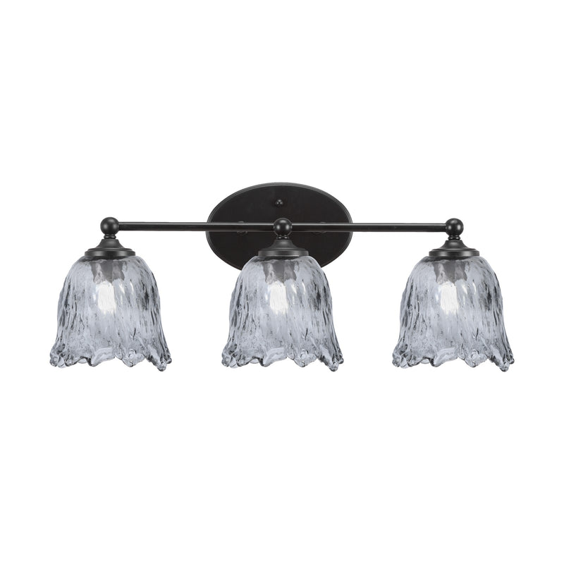 Toltec Capri 3-Light Bath Bar | Modern Matte Black Steel and Smoke Lava Glass | Bathroom Vanity Light | 8.75 x 10 in | Model 5913-MB-4232