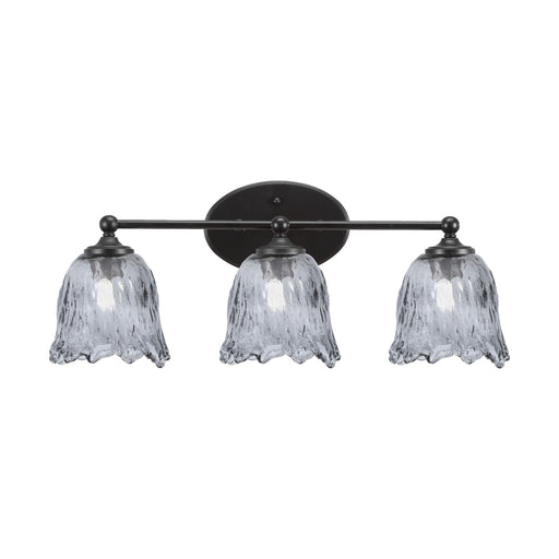 Toltec Capri 3-Light Bath Bar | Modern Matte Black Steel and Smoke Lava Glass | Bathroom Vanity Light | 8.75 x 10 in | Model 5913-MB-4232