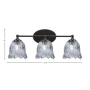 Toltec Capri 3-Light Bath Bar | Modern Matte Black Steel and Smoke Lava Glass | Bathroom Vanity Light | 8.75 x 10 in | Model 5913-MB-4232