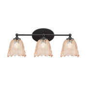 Toltec Capri 3-Light Bath Bar | Modern Matte Black Steel and Amber Lava Glass | Bathroom Vanity Light | 8.75 x 10 in | Model 5913-MB-4233