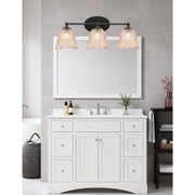 Toltec Capri 3-Light Bath Bar | Modern Matte Black Steel and Amber Lava Glass | Bathroom Vanity Light | 8.75 x 10 in | Model 5913-MB-4233