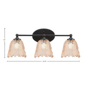Toltec Capri 3-Light Bath Bar | Modern Matte Black Steel and Amber Lava Glass | Bathroom Vanity Light | 8.75 x 10 in | Model 5913-MB-4233
