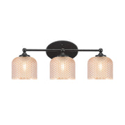 Toltec Capri 23.25in 3-Light Bath Bar | Modern Matte Black Steel and Amber Textured Glass | Bathroom Vanity Light | 23.25 x 9 x 8.25 in | Model 5913-MB-4613