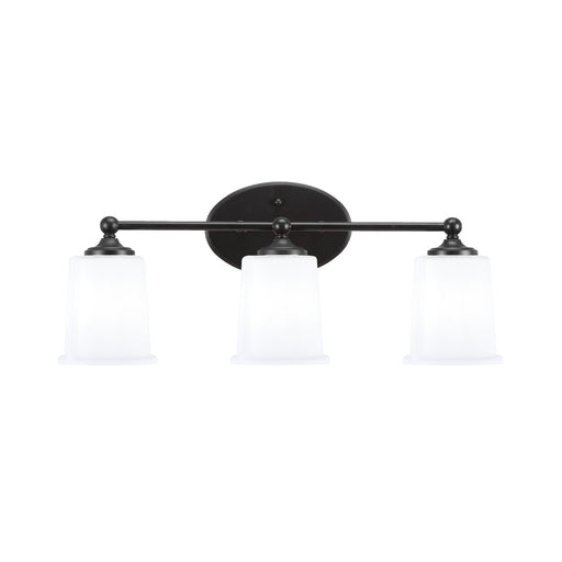 Toltec Capri 3-Light Bath Bar | Modern Matte Black Steel and White Opal Glass | Bathroom Vanity & Powder Room | 8.25 x 9.25 in | Model 5913-MB-5031