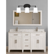 Toltec Capri 3-Light Bath Bar | Modern Matte Black Steel and White Opal Glass | Bathroom Vanity & Powder Room | 8.25 x 9.25 in | Model 5913-MB-5031