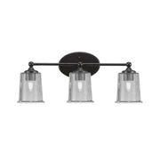 Toltec Capri 3-Light Bath Bar | Modern Matte Black Steel and Smoke Bubble Glass | Bathroom Vanity & Powder Room | 8.25 x 9.25 in | Model 5913-MB-5032