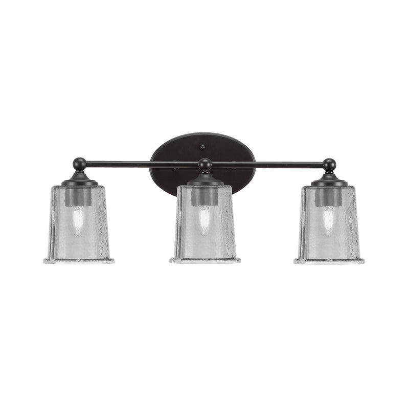 Toltec Capri 3-Light Bath Bar | Modern Matte Black Steel and Smoke Bubble Glass | Bathroom Vanity & Powder Room | 8.25 x 9.25 in | Model 5913-MB-5032