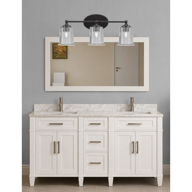 Toltec Capri 3-Light Bath Bar | Modern Matte Black Steel and Smoke Bubble Glass | Bathroom Vanity & Powder Room | 8.25 x 9.25 in | Model 5913-MB-5032