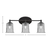 Toltec Capri 3-Light Bath Bar | Modern Matte Black Steel and Smoke Bubble Glass | Bathroom Vanity & Powder Room | 8.25 x 9.25 in | Model 5913-MB-5032