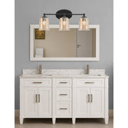 Toltec Capri 3-Light Bath Bar | Modern Matte Black Steel and Amber Bubble Glass | Bathroom Vanity Light | 8.25 x 9.25 in | Model 5913-MB-5033