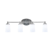 Toltec Capri 4-Light Bath Bar | Brushed Nickel and White Opal Glass | Bathroom Vanity & Powder Room | 7.5 x 10.25 in | Model 5914-BN-261