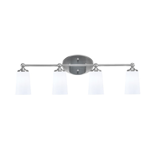 Toltec Capri 4-Light Bath Bar | Brushed Nickel and White Opal Glass | Bathroom Vanity & Powder Room | 7.5 x 10.25 in | Model 5914-BN-261