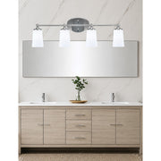 Toltec Capri 4-Light Bath Bar | Brushed Nickel and White Opal Glass | Bathroom Vanity & Powder Room | 7.5 x 10.25 in | Model 5914-BN-261