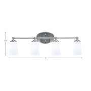 Toltec Capri 4-Light Bath Bar | Brushed Nickel and White Opal Glass | Bathroom Vanity & Powder Room | 7.5 x 10.25 in | Model 5914-BN-261