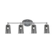 Toltec Capri 4-Light Bath Bar | Brushed Nickel and Smoke Bubble Glass | Bathroom Vanity & Powder Room | 7.5 x 10.25 in | Model 5914-BN-262