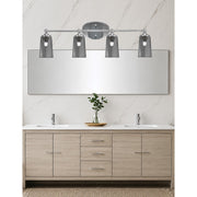 Toltec Capri 4-Light Bath Bar | Brushed Nickel and Smoke Bubble Glass | Bathroom Vanity & Powder Room | 7.5 x 10.25 in | Model 5914-BN-262