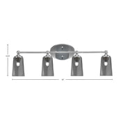 Toltec Capri 4-Light Bath Bar | Brushed Nickel and Smoke Bubble Glass | Bathroom Vanity & Powder Room | 7.5 x 10.25 in | Model 5914-BN-262