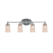 Toltec Capri 4-Light Bath Bar | Brushed Nickel and Amber Gradient Glass | Bathroom Vanity & Powder Room | 7.5 x 10.25 in | Model 5914-BN-263