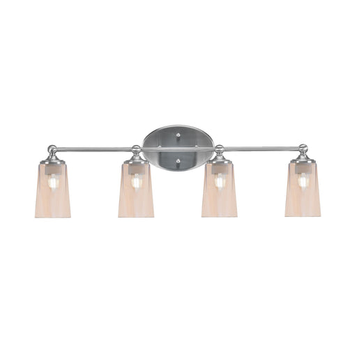 Toltec Capri 4-Light Bath Bar | Brushed Nickel and Amber Gradient Glass | Bathroom Vanity & Powder Room | 7.5 x 10.25 in | Model 5914-BN-263