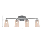Toltec Capri 4-Light Bath Bar | Brushed Nickel and Amber Gradient Glass | Bathroom Vanity & Powder Room | 7.5 x 10.25 in | Model 5914-BN-263