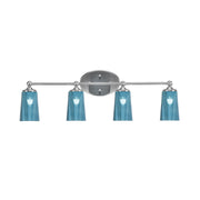 Toltec Capri 4-Light Bath Bar | Brushed Nickel and Blue Gradient Glass | Bathroom Vanity & Powder Room | 7.5 x 10.25 in | Model 5914-BN-265