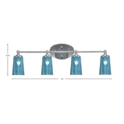 Toltec Capri 4-Light Bath Bar | Brushed Nickel and Blue Gradient Glass | Bathroom Vanity & Powder Room | 7.5 x 10.25 in | Model 5914-BN-265