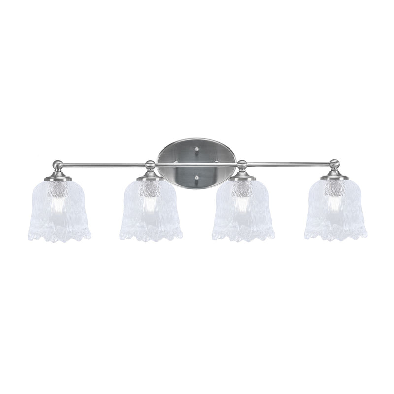 Toltec Capri 4-Light Bath Bar | Contemporary Brushed Nickel and Clear Lava Glass | Bathroom & Powder Room Vanity Light | 8.75 x 10 in | Model 5914-BN-4230
