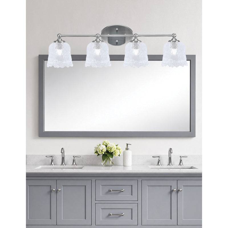 Toltec Capri 4-Light Bath Bar | Contemporary Brushed Nickel and Clear Lava Glass | Bathroom & Powder Room Vanity Light | 8.75 x 10 in | Model 5914-BN-4230