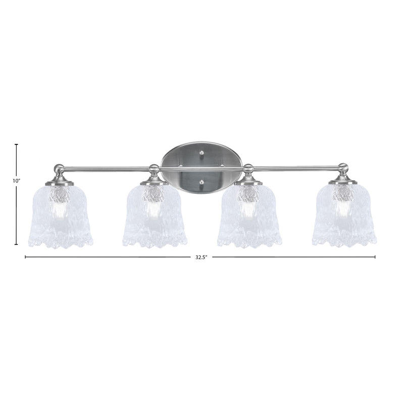 Toltec Capri 4-Light Bath Bar | Contemporary Brushed Nickel and Clear Lava Glass | Bathroom & Powder Room Vanity Light | 8.75 x 10 in | Model 5914-BN-4230