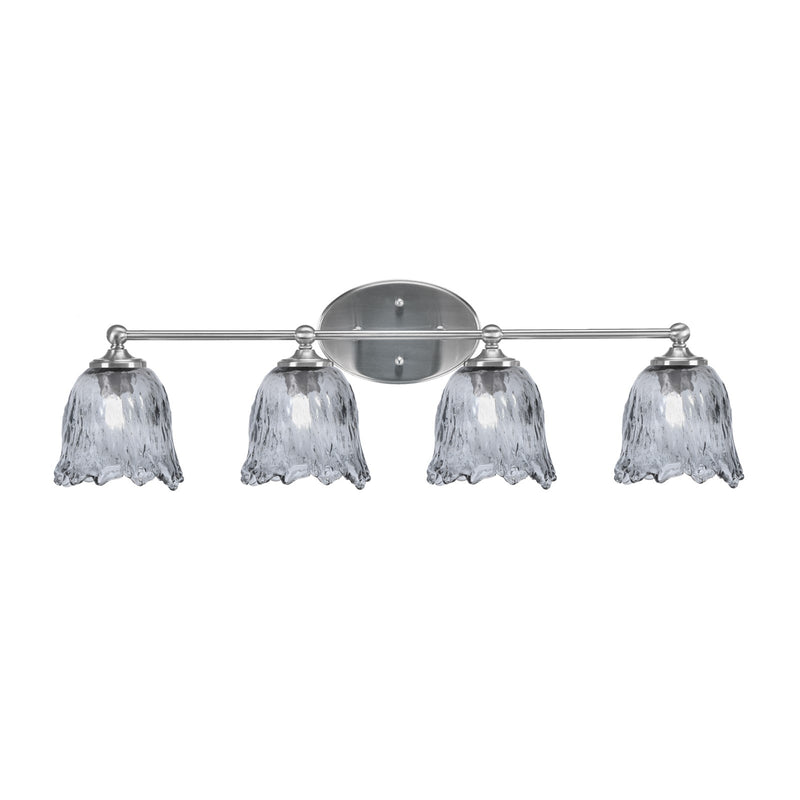 Toltec Capri 4-Light Bath Bar | Brushed Nickel and Smoke Lava Glass | Bathroom & Powder Room Vanity | 8.75 x 10 in | Model 5914-BN-4232