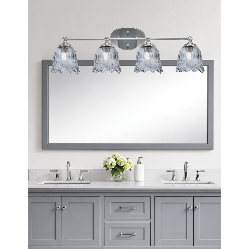 Toltec Capri 4-Light Bath Bar | Brushed Nickel and Smoke Lava Glass | Bathroom & Powder Room Vanity | 8.75 x 10 in | Model 5914-BN-4232
