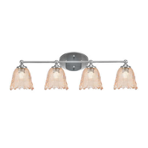 Toltec Capri 4-Light Bath Bar | Brushed Nickel and Amber Lava Glass | Bathroom & Powder Room Vanity | 8.75 x 10 in | Model 5914-BN-4233