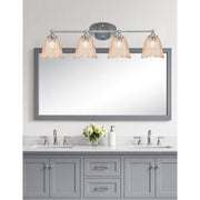 Toltec Capri 4-Light Bath Bar | Brushed Nickel and Amber Lava Glass | Bathroom & Powder Room Vanity | 8.75 x 10 in | Model 5914-BN-4233