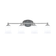 Toltec Capri 4-Light Bath Bar | Contemporary Brushed Nickel and White Opal Glass | Bathroom & Powder Room Vanity Light | 8.25 x 9.25 in | Model 5914-BN-5031