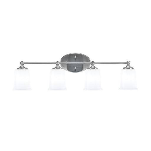 Toltec Capri 4-Light Bath Bar | Contemporary Brushed Nickel and White Opal Glass | Bathroom & Powder Room Vanity Light | 8.25 x 9.25 in | Model 5914-BN-5031