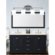 Toltec Capri 4-Light Bath Bar | Contemporary Brushed Nickel and White Opal Glass | Bathroom & Powder Room Vanity Light | 8.25 x 9.25 in | Model 5914-BN-5031
