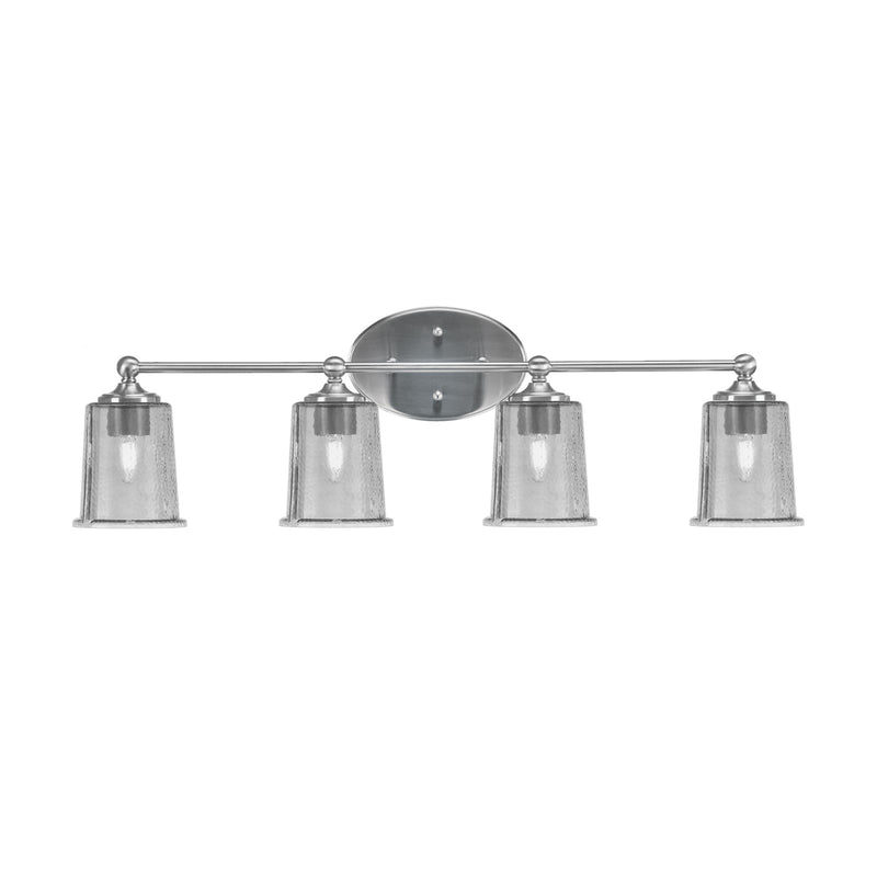 Toltec Capri 4-Light Bath Bar | Contemporary Brushed Nickel and Smoke Bubble Glass | Bathroom & Powder Room Vanity Light | 8.25 x 9.25 in | Model 5914-BN-5032