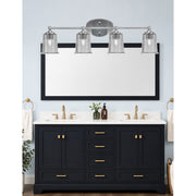 Toltec Capri 4-Light Bath Bar | Contemporary Brushed Nickel and Smoke Bubble Glass | Bathroom & Powder Room Vanity Light | 8.25 x 9.25 in | Model 5914-BN-5032