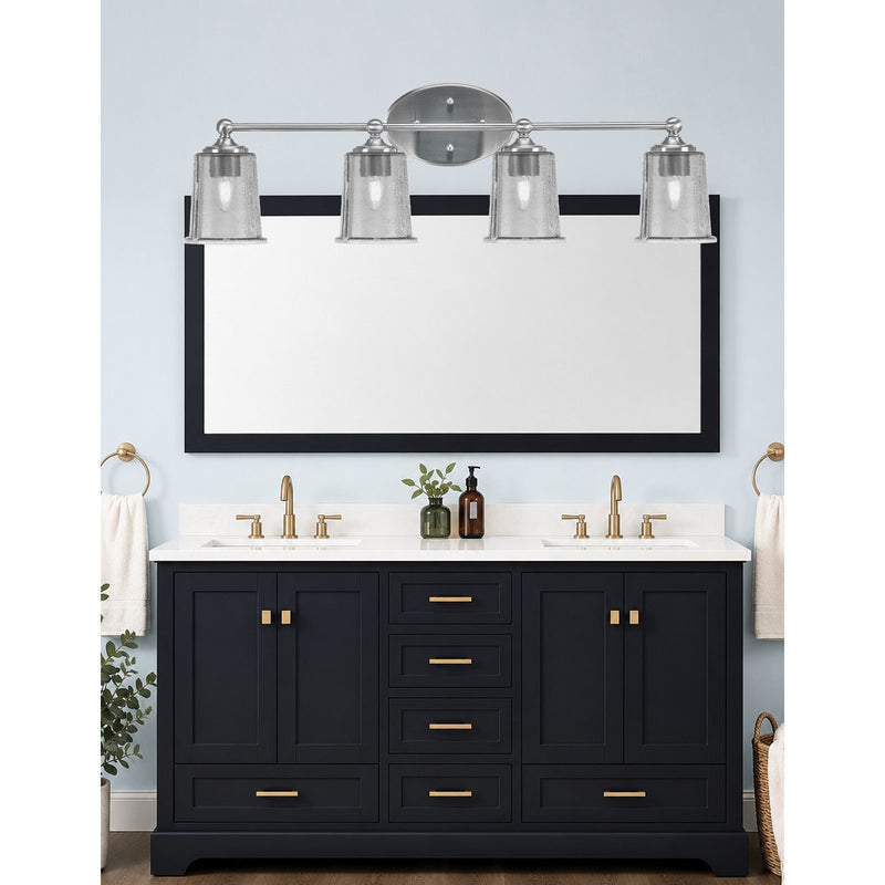 Toltec Capri 4-Light Bath Bar | Contemporary Brushed Nickel and Smoke Bubble Glass | Bathroom & Powder Room Vanity Light | 8.25 x 9.25 in | Model 5914-BN-5032